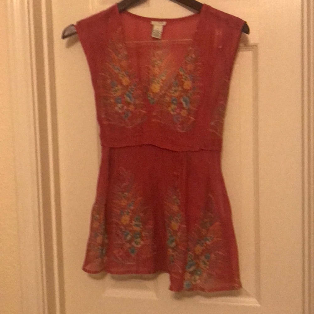 Anthropologie V neck embroidered Odille Blouse